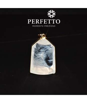 BLUE NEEDLE CLEAR QUARTZ PENDANT
